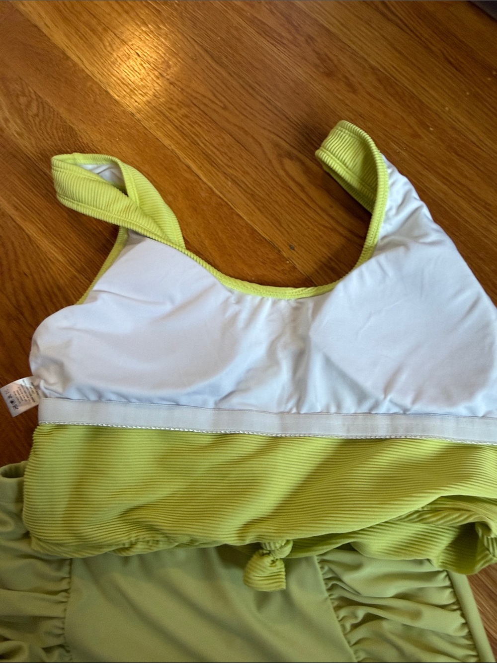 Coral Reef High-Waist Two-Piece Swim Set in Light Lime - Picture 3 of 5